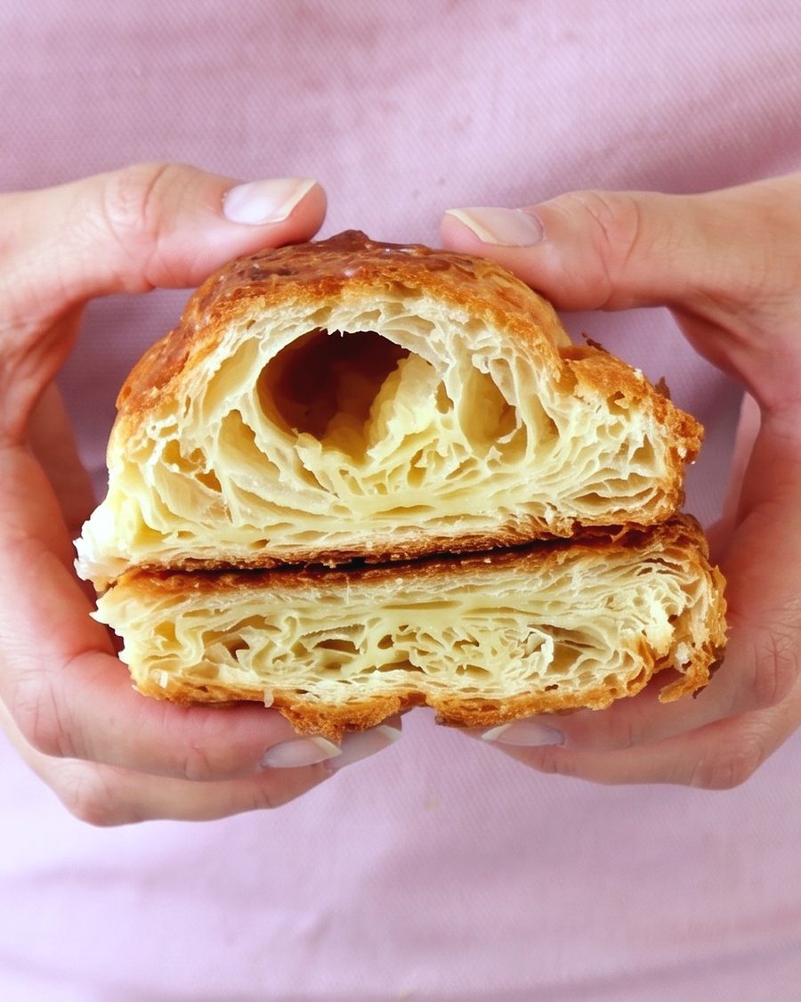 Ein aufgebrochenes Croissant, Schicht für Schicht