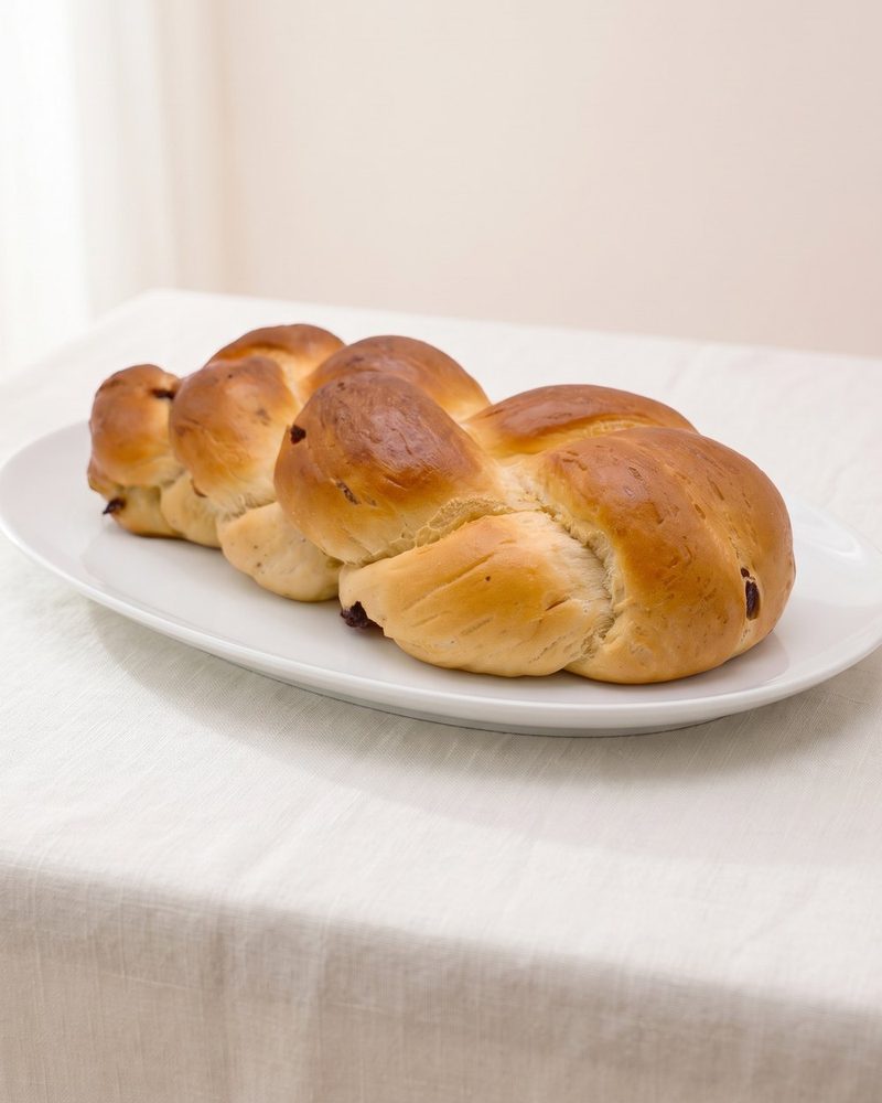Hefezopf mit Rosinen