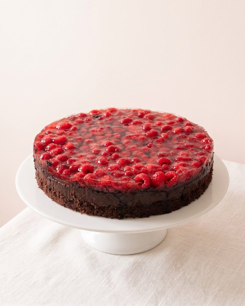 Tarte au Chocolat mit frischen Himbeeren